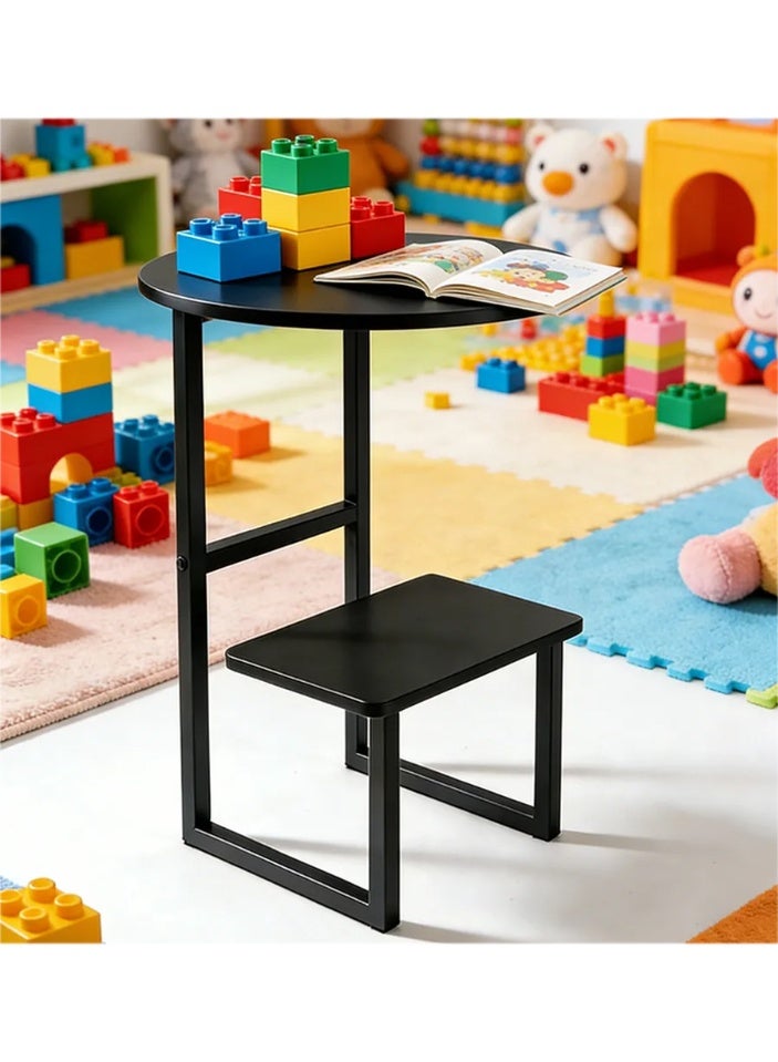 DubaiGallery Stylish Black Round Table with Storage Shelf A stylish round table with a Black-patterned top and a functional lower shelf. Perfect for bedrooms, lounges, or entryways. Its sleek black legs add contrast and modern appeal. - Image 3